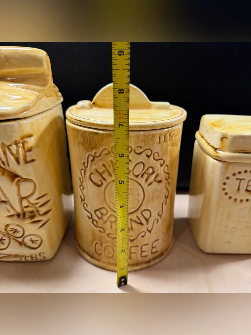Set Of 3 Vtg 1970’s Kitchen Canister Set W/Sugar, Coffee, And Tea No Damage